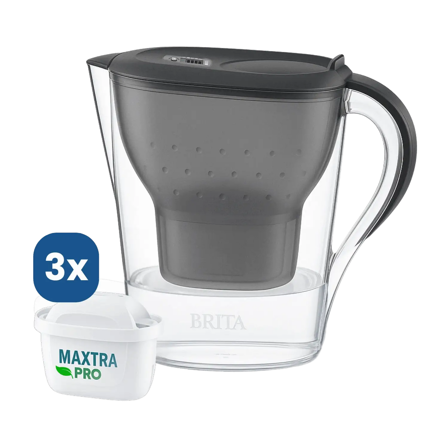Brita vattenfilterkanna 2.4L grå med 3 Maxtra Pro vattenfilter.