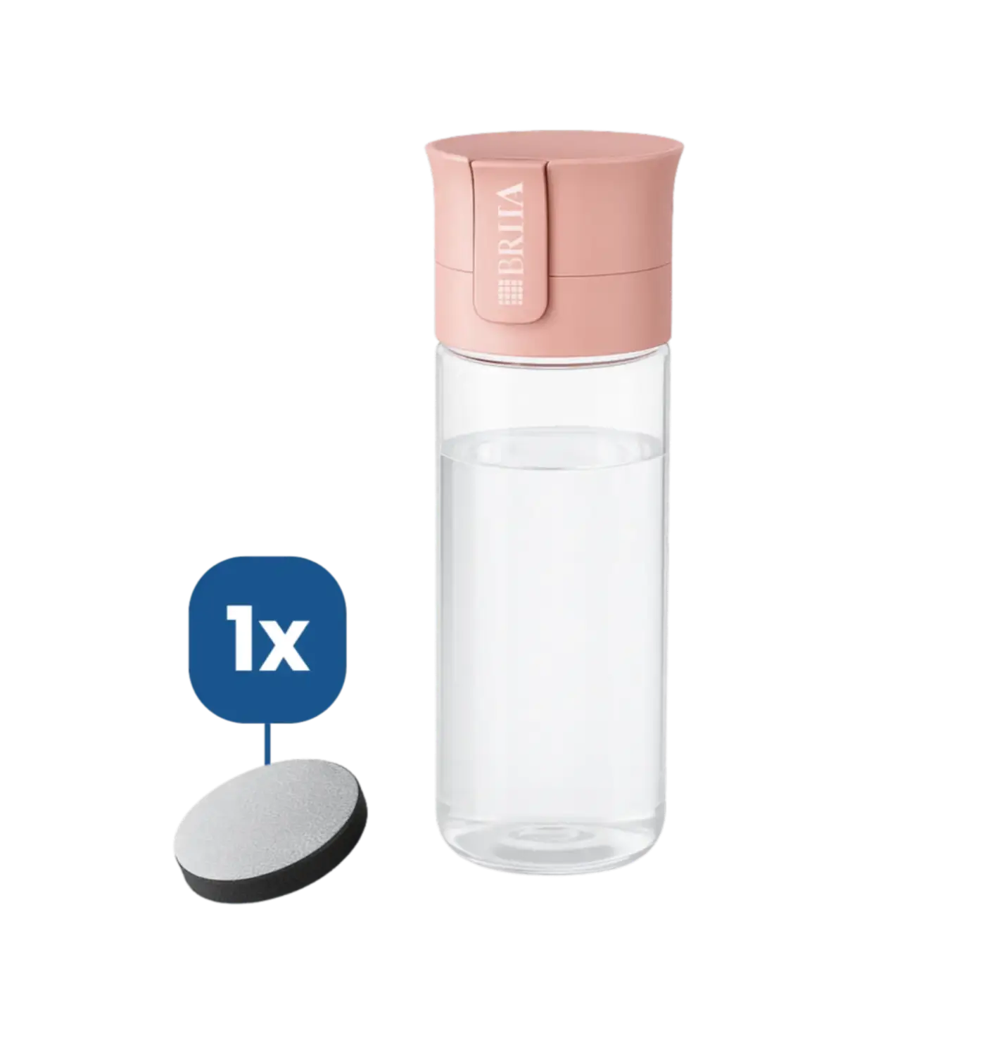 Brita vattenflaska 600 ml i rosa färg med 1 Brita MicroDisc vattenfilter för filtrerat vatten.